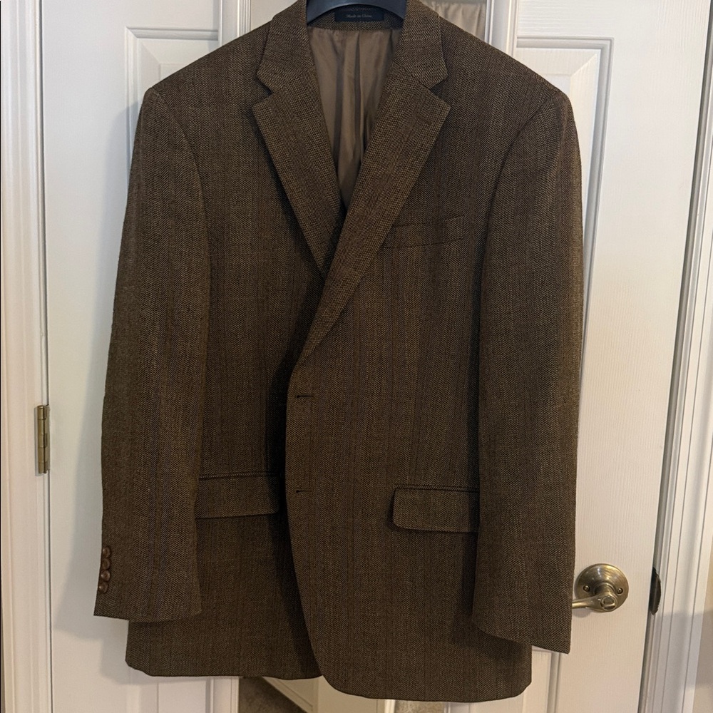 Ralph Lauren Men’s Herringbone Tweed Wool Men's Brown Blazer 44L